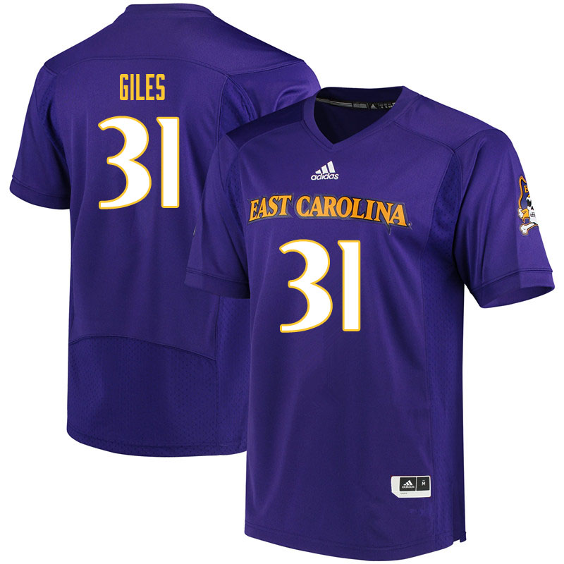 Men #31 Seth Giles ECU Pirates College Football Jerseys Sale-Purple